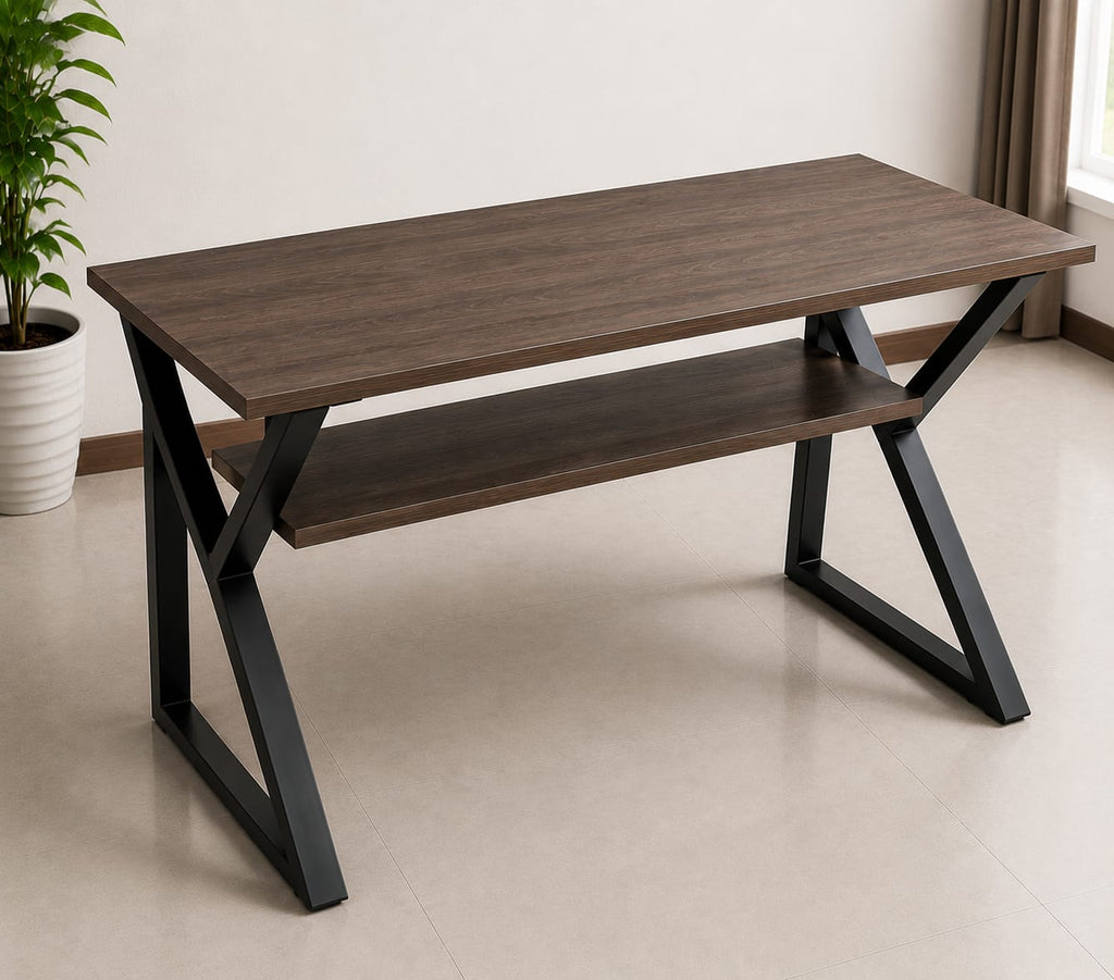 Modern Computer Desk with Storage Shelf | Home Office Study Table