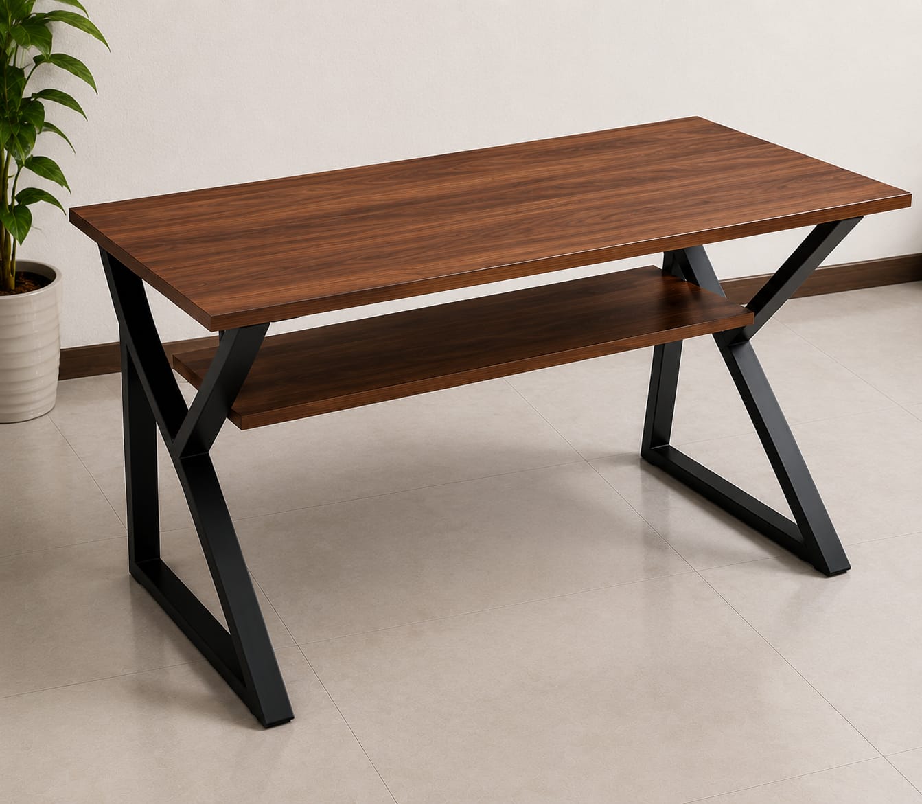 Modern Computer Desk with Storage Shelf | Home Office Study Table