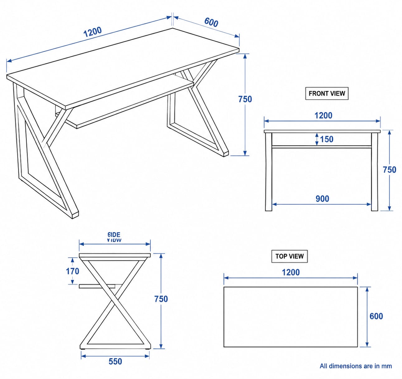 Modern Computer Desk with Storage Shelf | Home Office Study Table